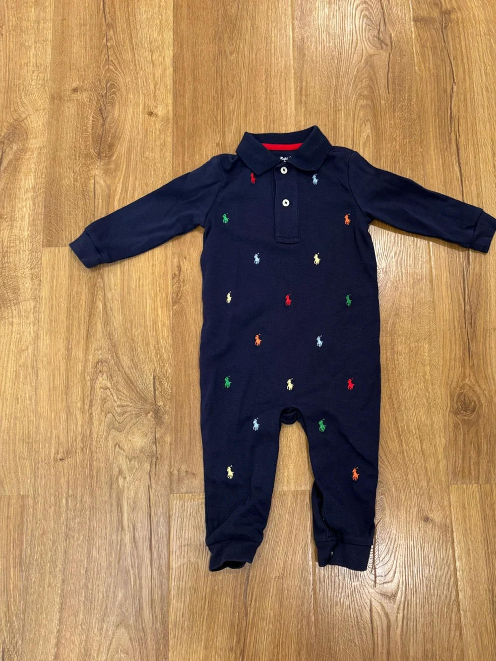Ralph Lauren Polo Baby Schiffli Allover Pony Coverall One Piece